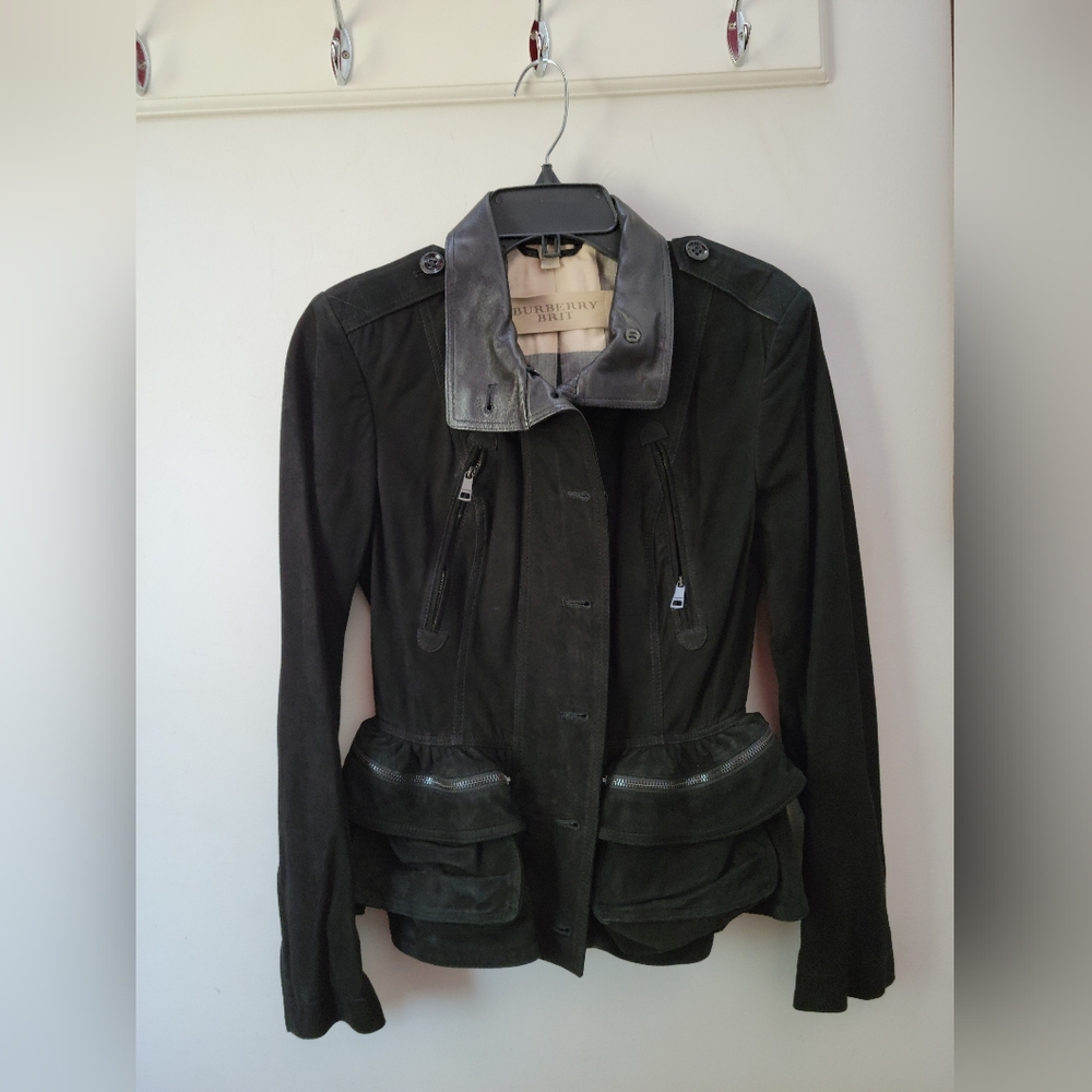 Authentic black suede Burberry jacket. Size US4.